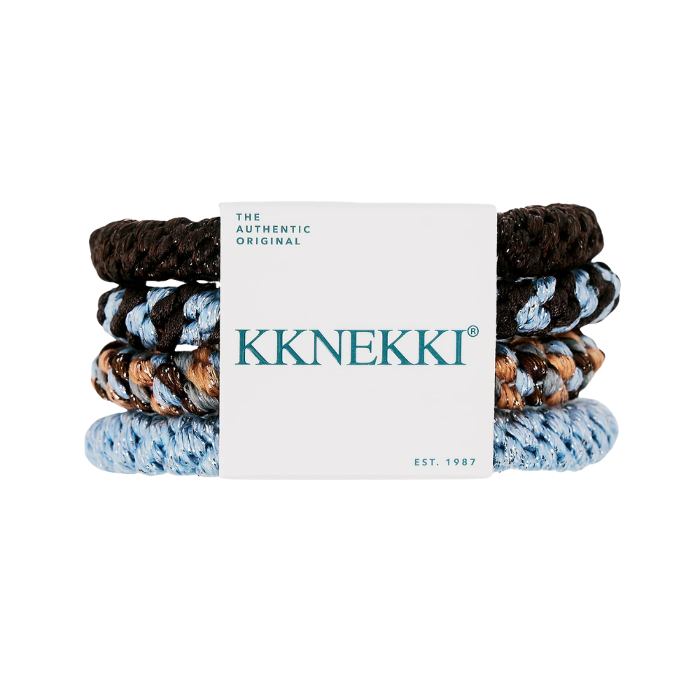 Kknekki hårelastikker, Brun/Blå - 4 stk