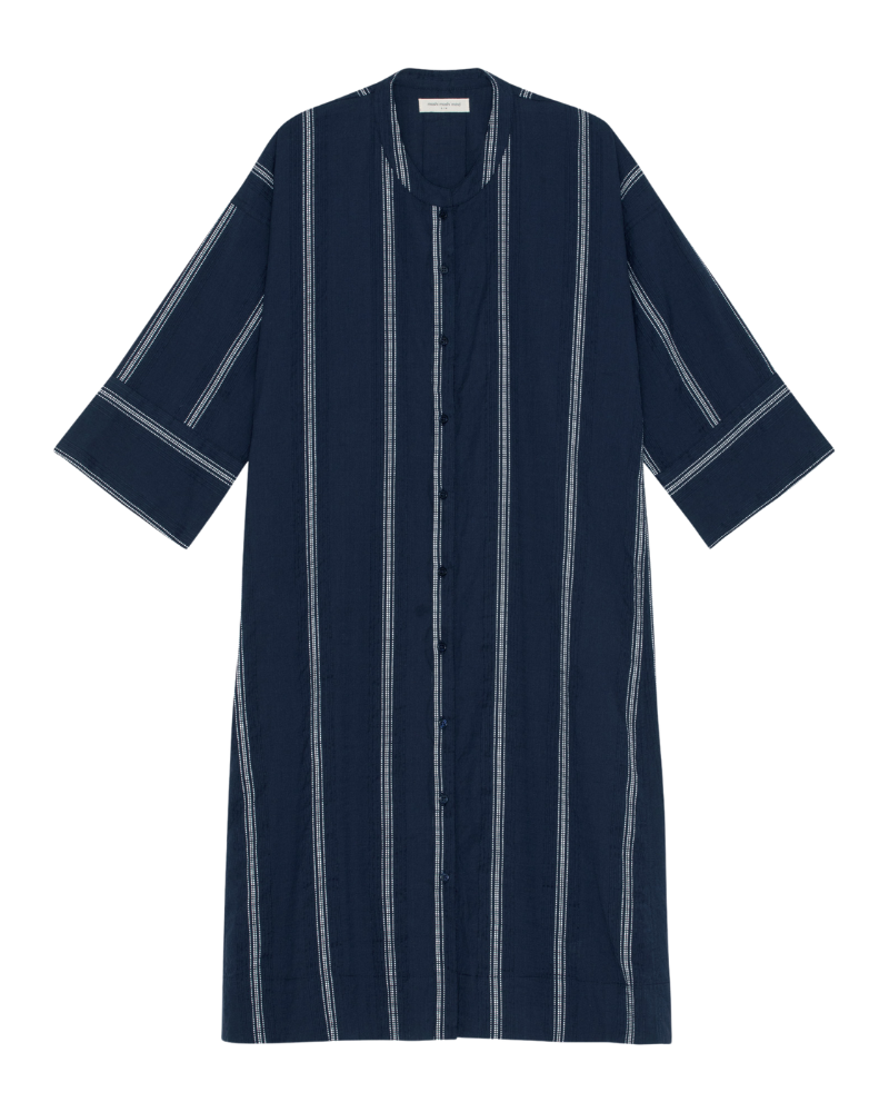 Lively Stripe skjortekjole - Dark navy/White