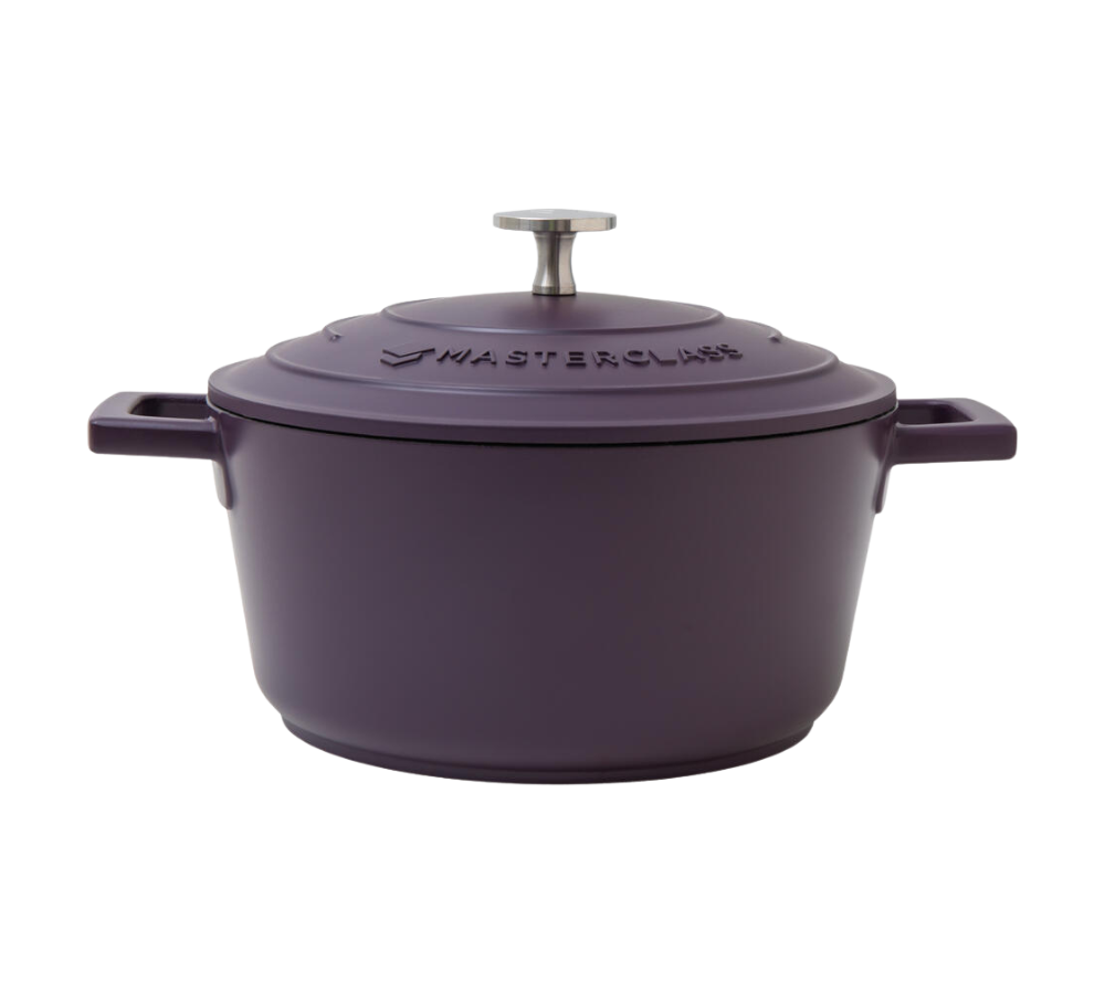 Støbt aluminiums gryde m/låg, lilla - 2,5L