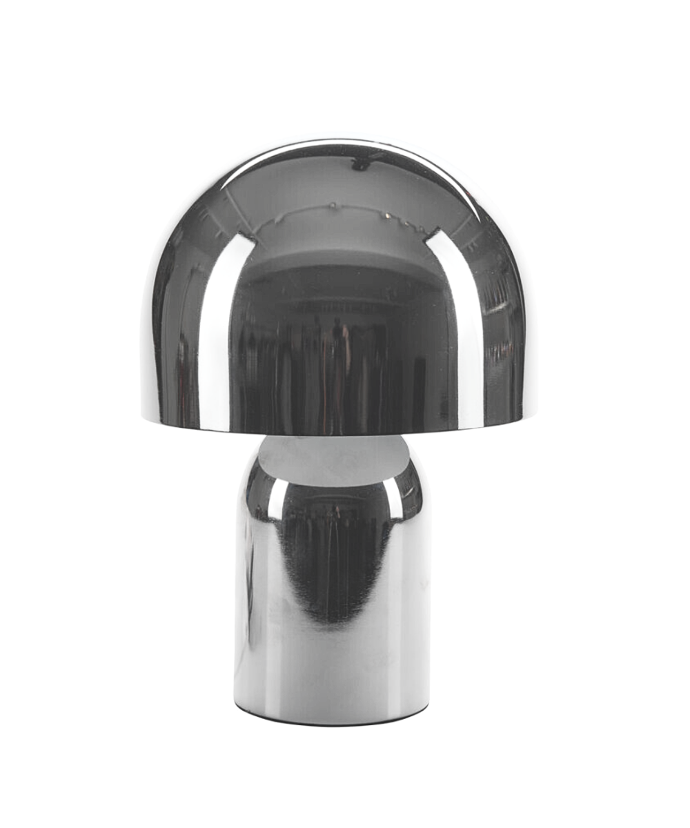 Mushroom shiny bordlampe, chrome - H30cm