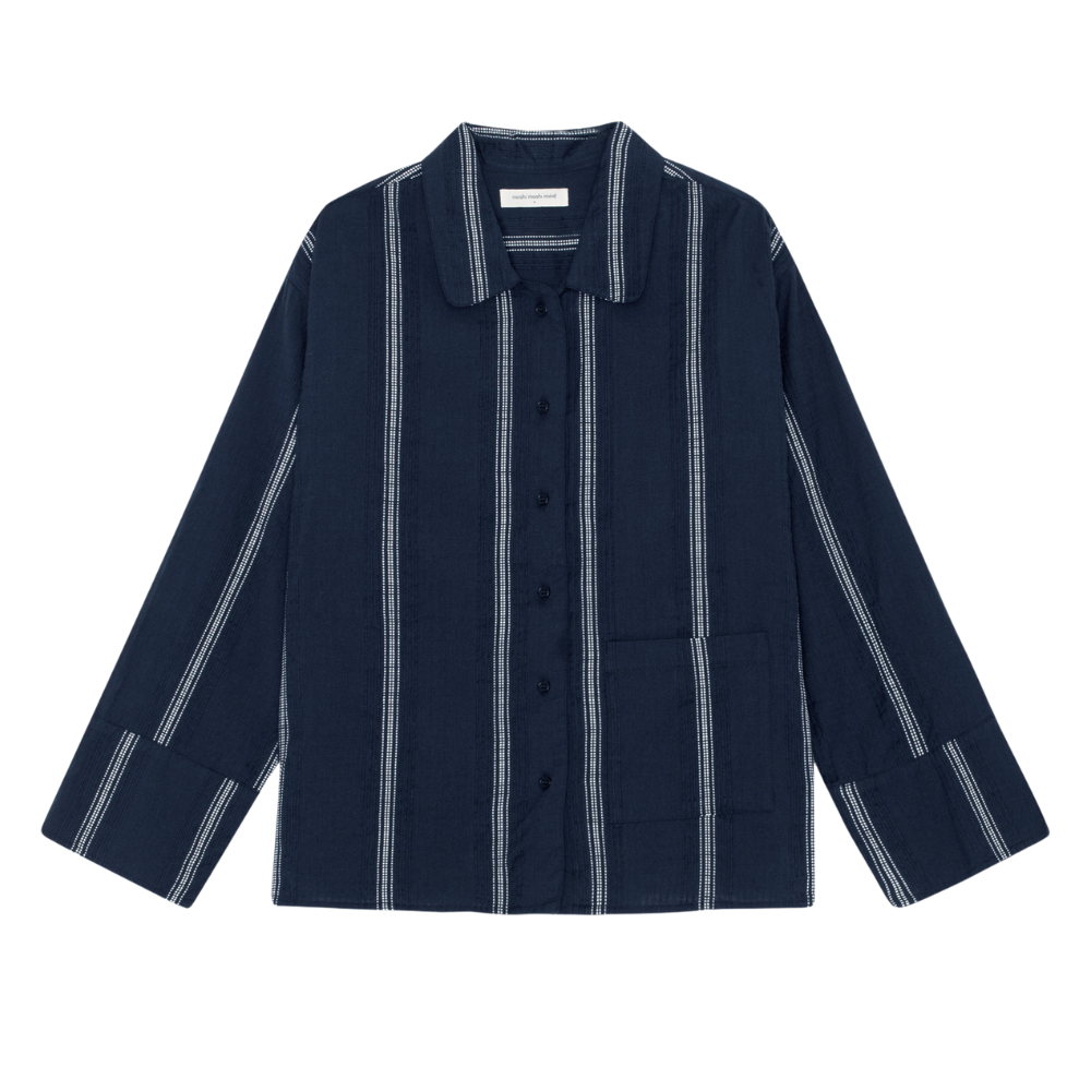 River Stripe skjorte - Dark Navy/White