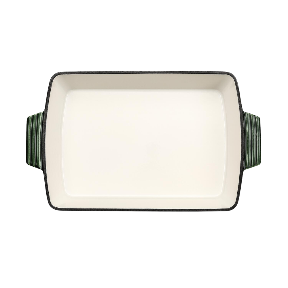 Emaljeret støbejernsfad, L39 cm - Mosgrøn