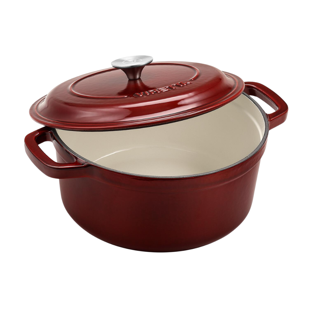 Emaljeret støbejernsgryde, Ø26 cm - Ribsrød