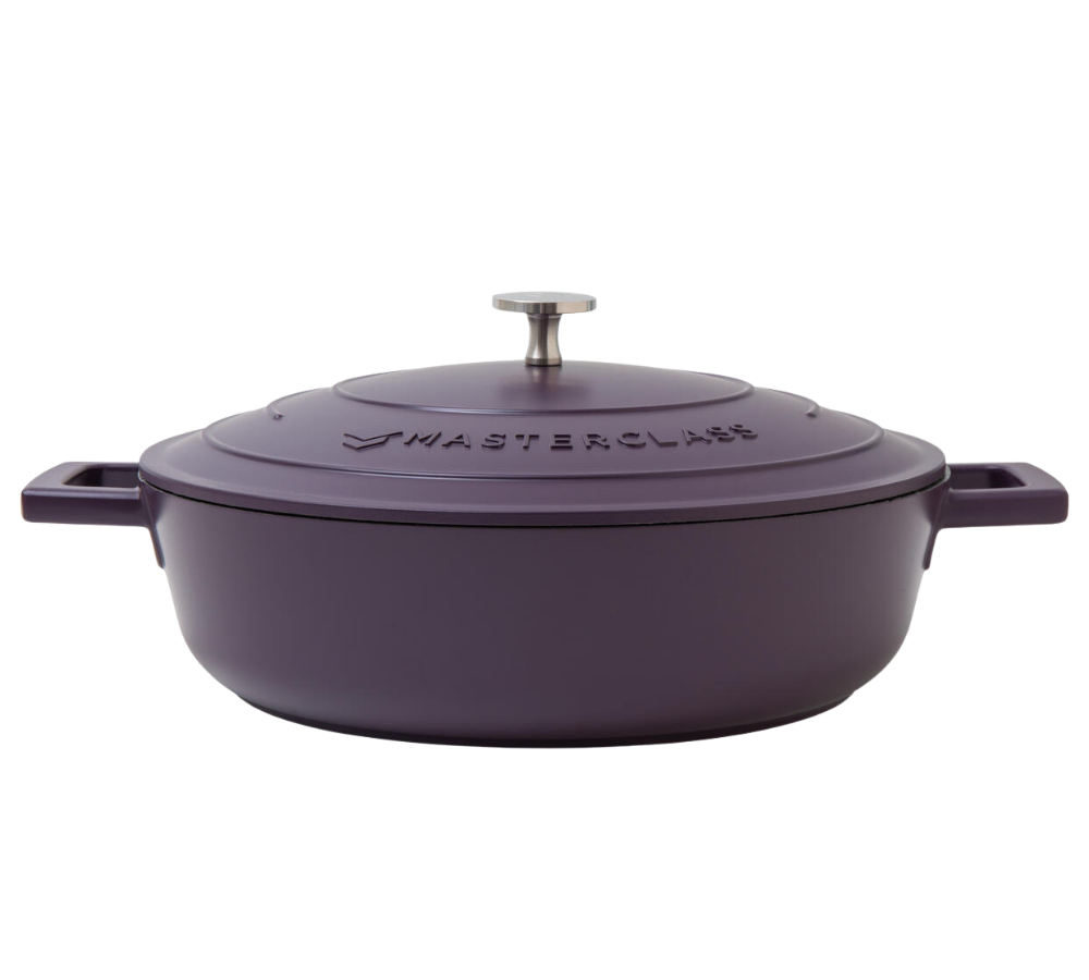 Støbt aluminiums sautergryde m/låg, lilla - 4L