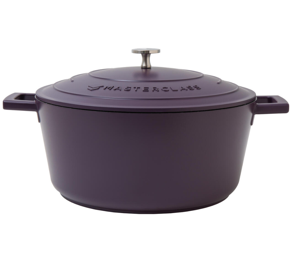 Støbt aluminiums gryde m/låg, lilla - 5L