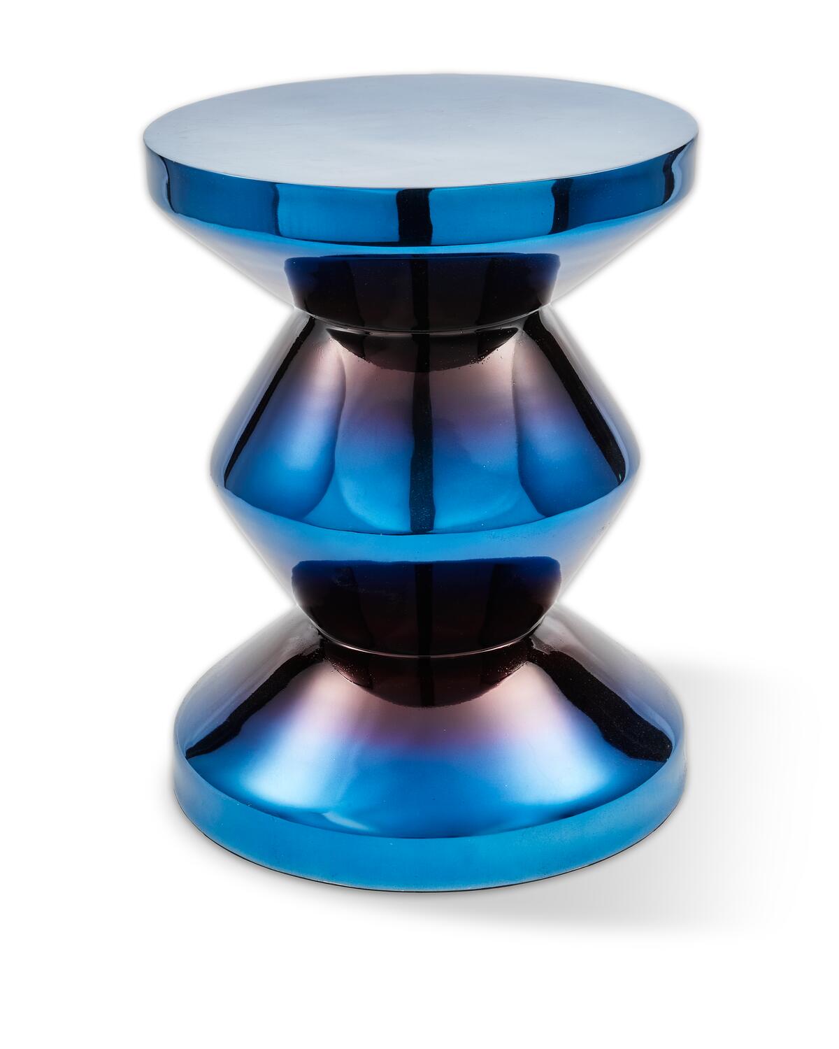 Zig Zag metal skammel - Blå