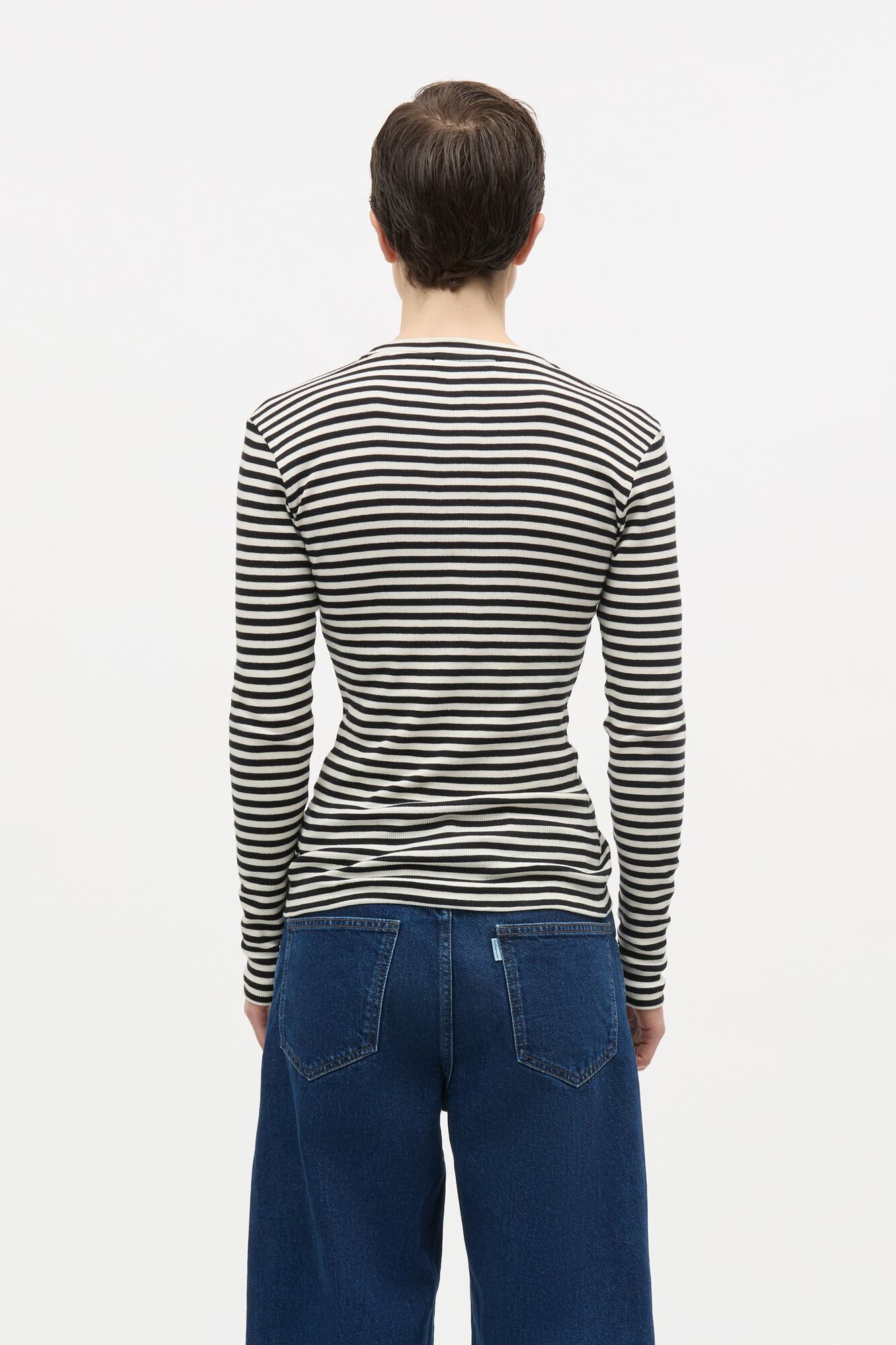 2X2 Cotton Stripe Tuba langærmet t-shirt – Black/Vanilla Ice