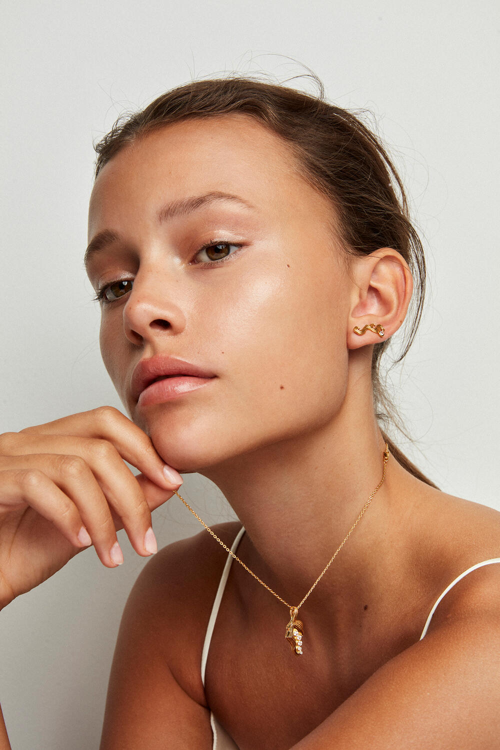 Five Peas In A Pod halskæde - forgyldt