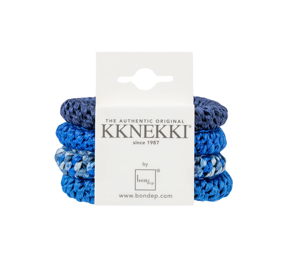 Kknekki hårelastikker, blå glitter mix - 4 stk.