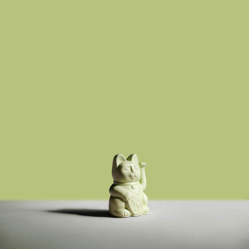 Maneki-Neko kat, mini - pastelgrøn