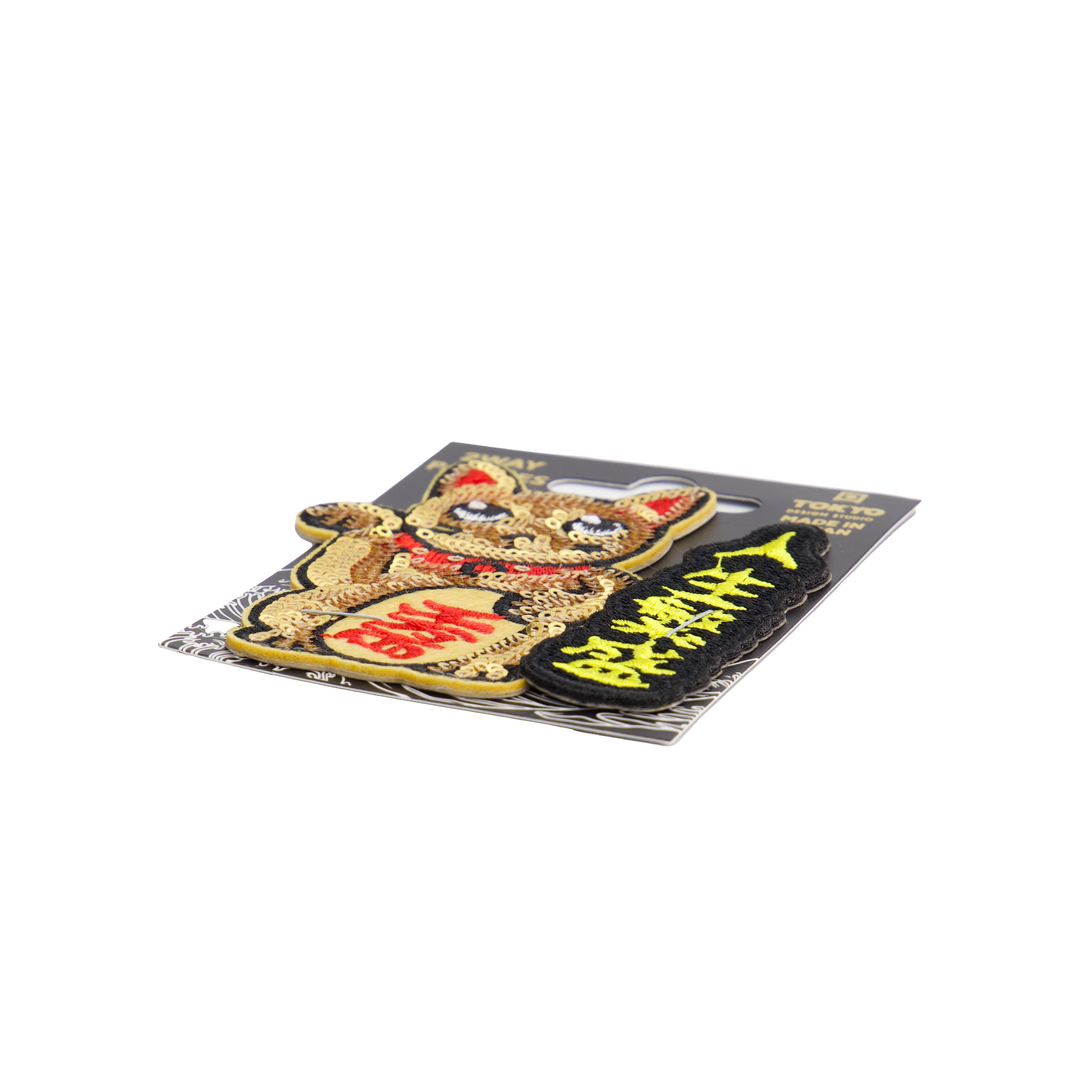 Gold Lucky Cat 2Way patches - Multicolor