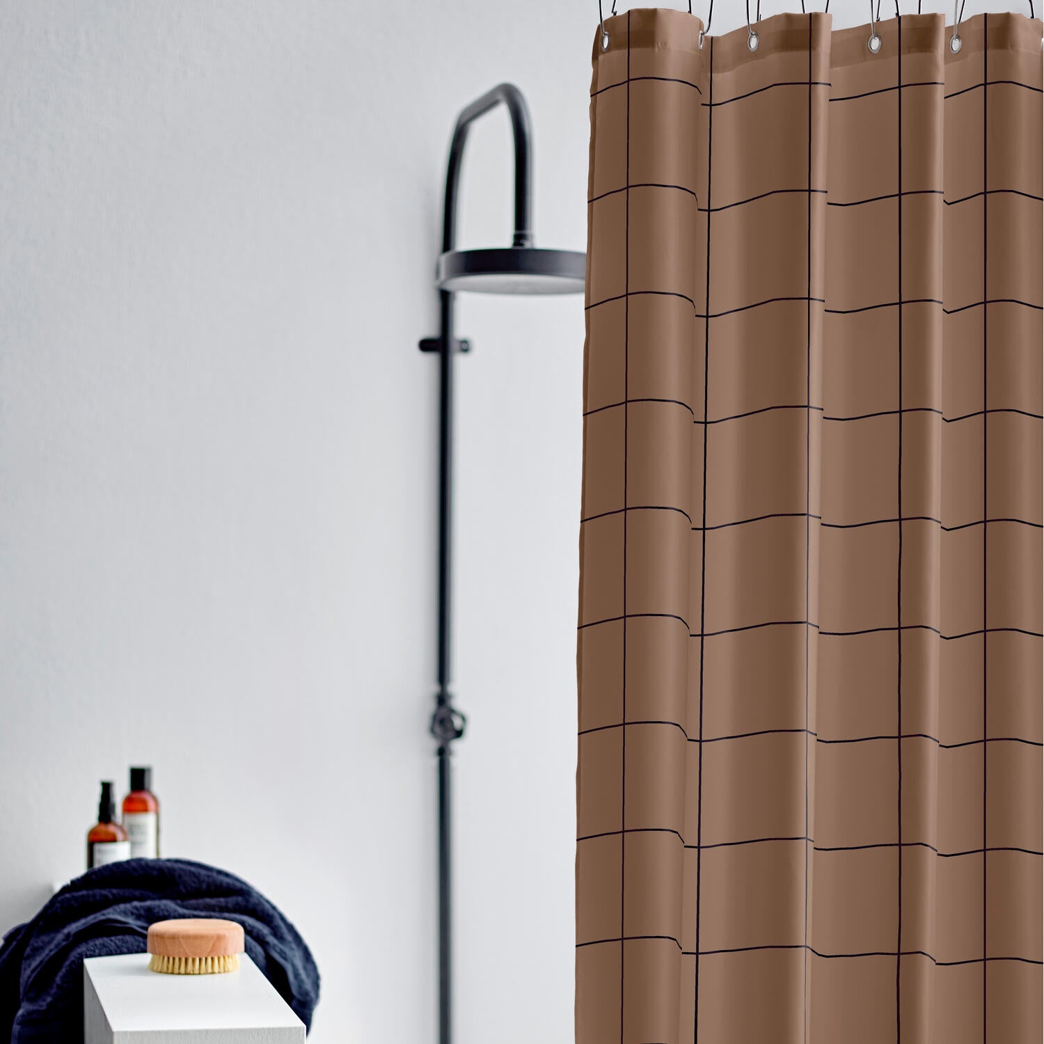 Badeforhæng, Warm Taupe - 180x200 cm.