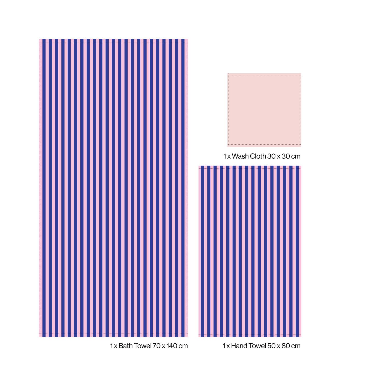 3 stk håndklæde sampak - Blush/Dazzling Blue & Rose