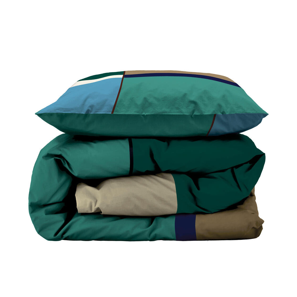 Colour Block sengetøj - Sea Green