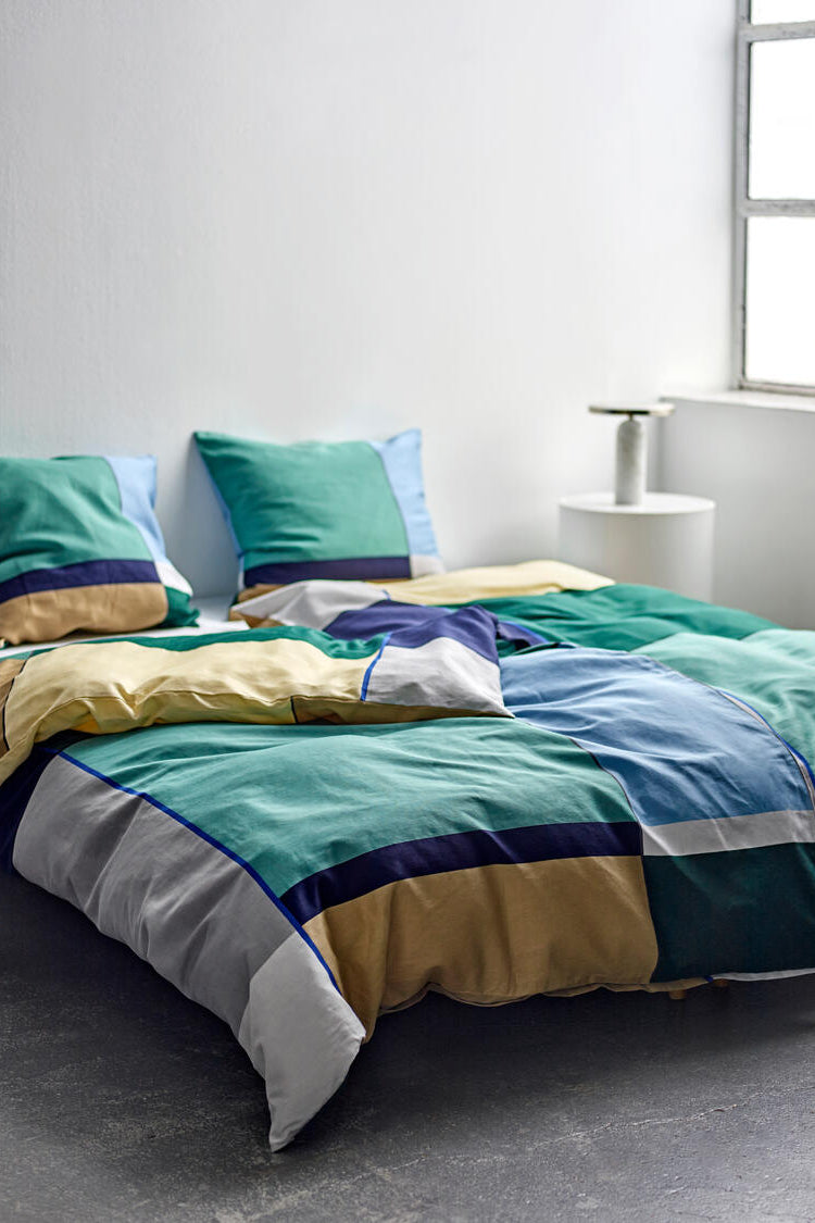 Colour Block sengetøj - Sea Green