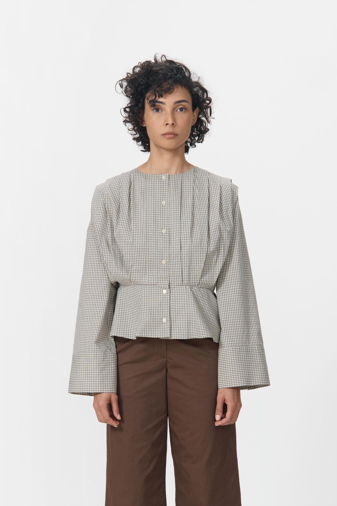 Etta bluse - Beige Check