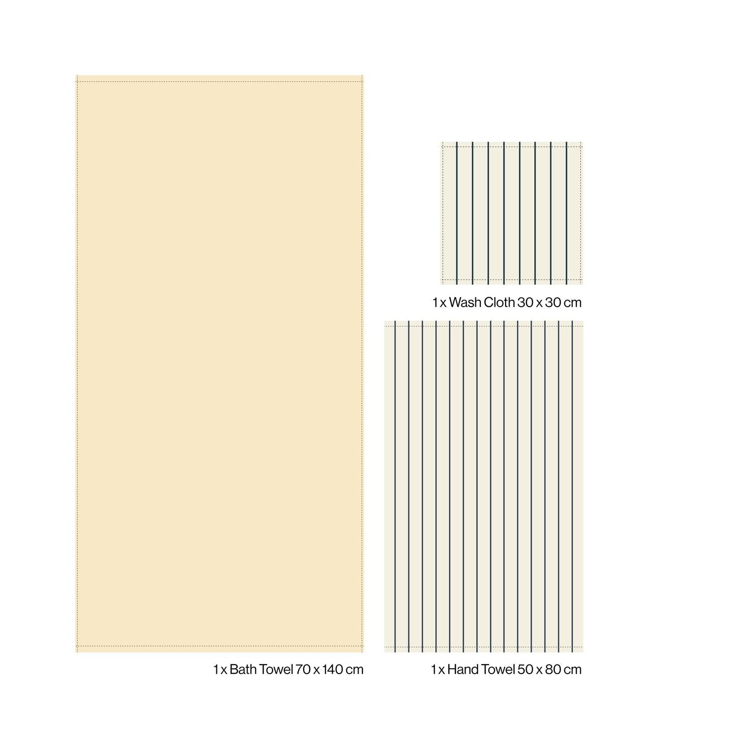 3 stk håndklæde sampak - Creme & Ink/Vanilla