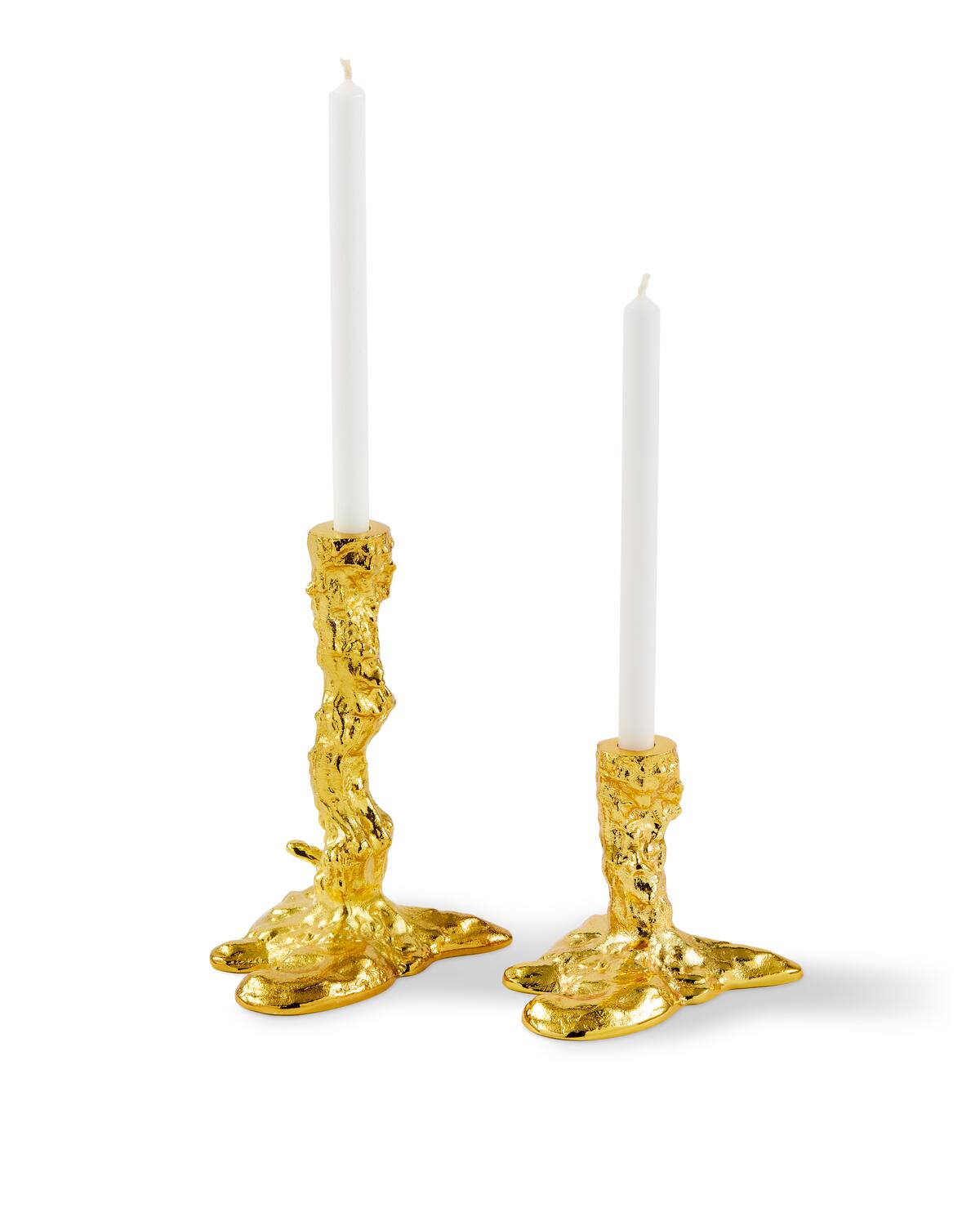 Skinny Drip lysestager, guldfarvet - 2 stk