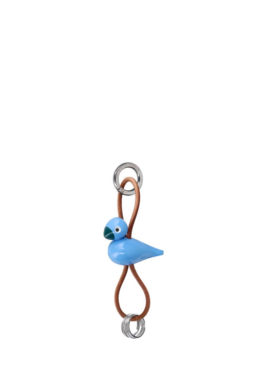 Fugl Sølvtonet nøglering - blå