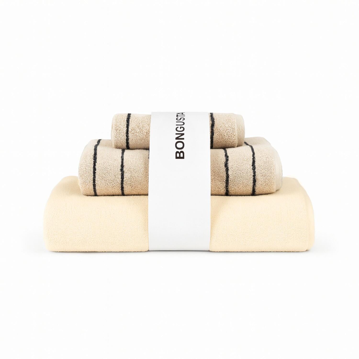 3 stk håndklæde sampak - Creme & Ink/Vanilla