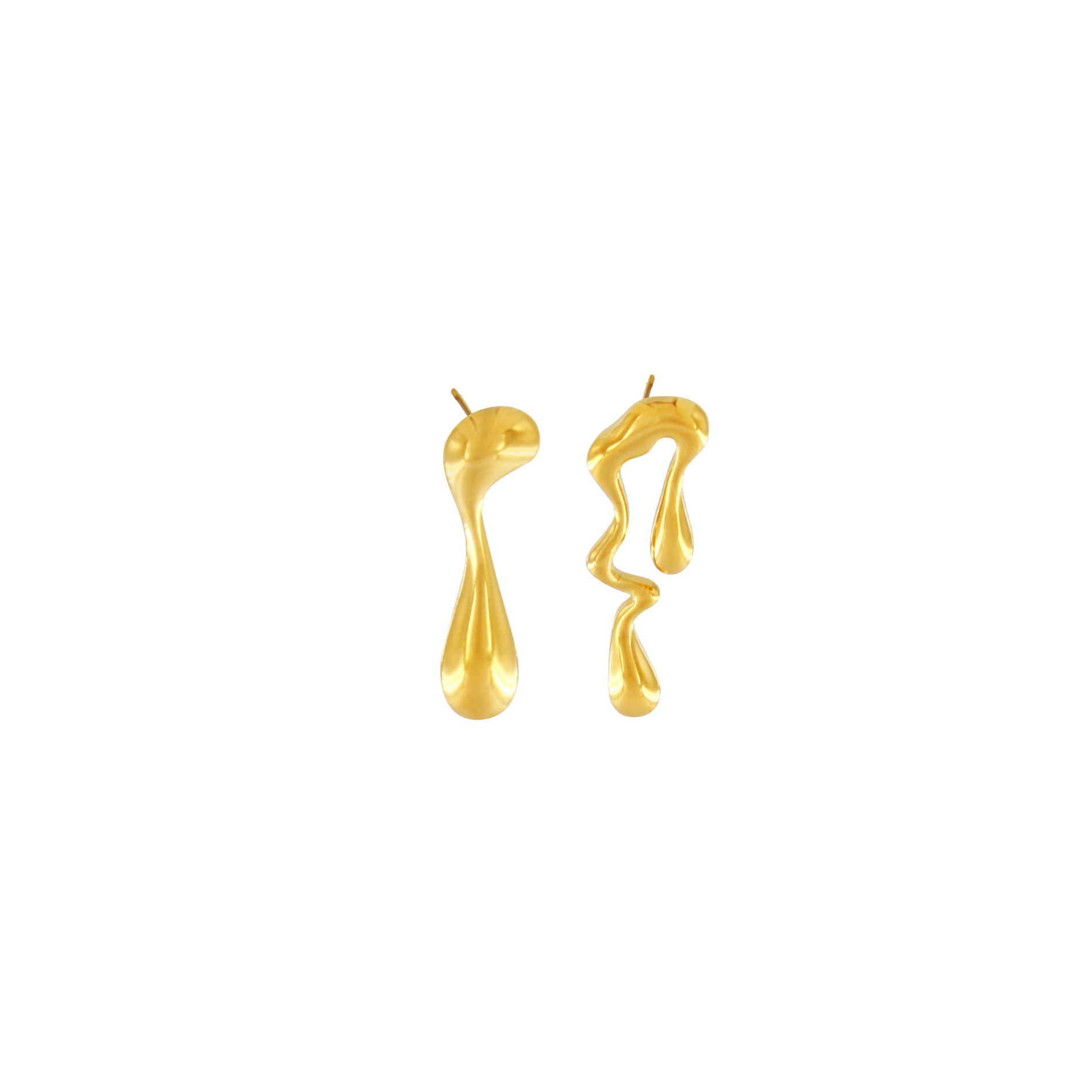 Asymmetrical Lucky ørering, vandfast - forgyldt