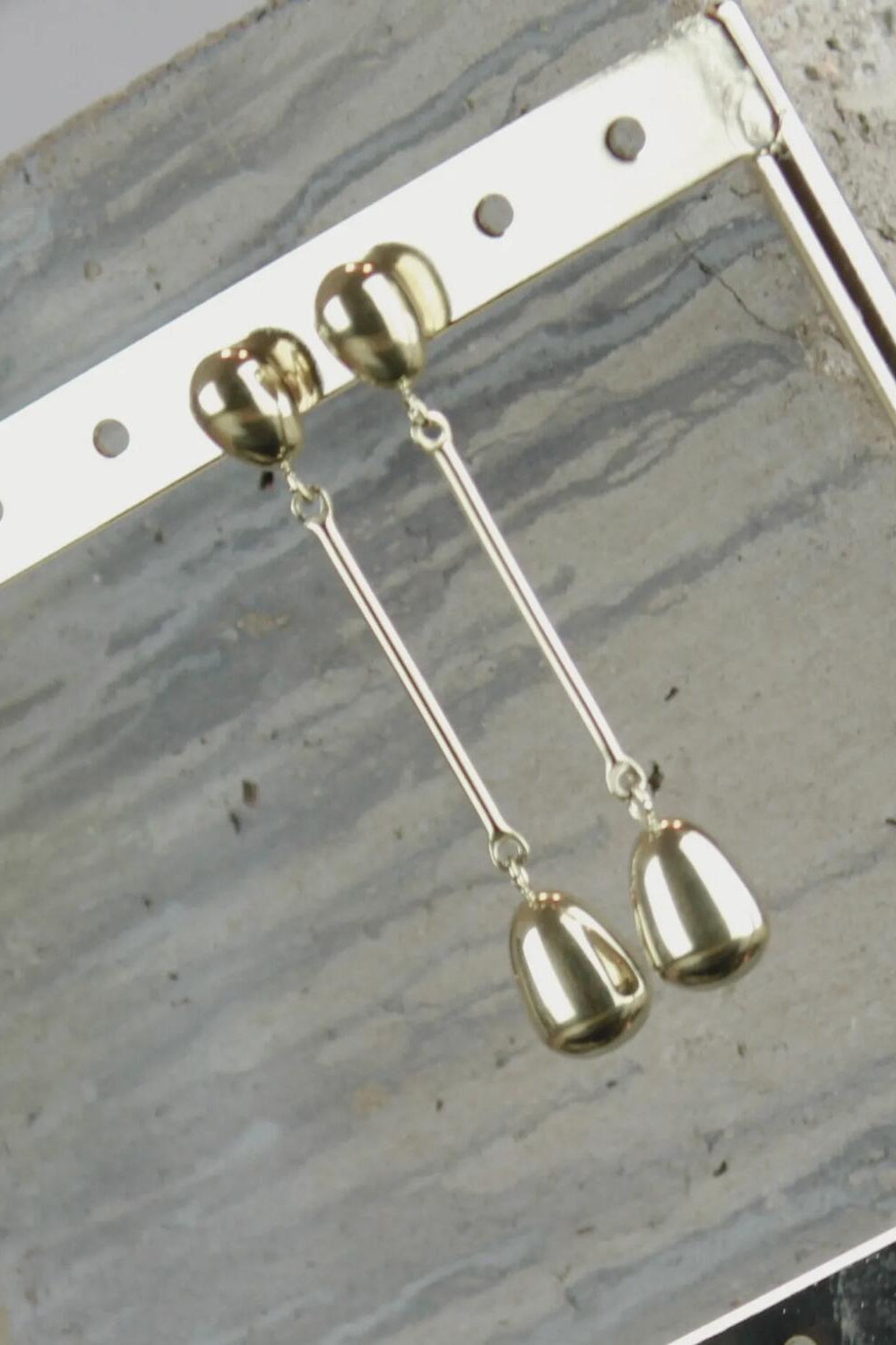 Passion Long Smooth Double Drop øreringe - forgyldt