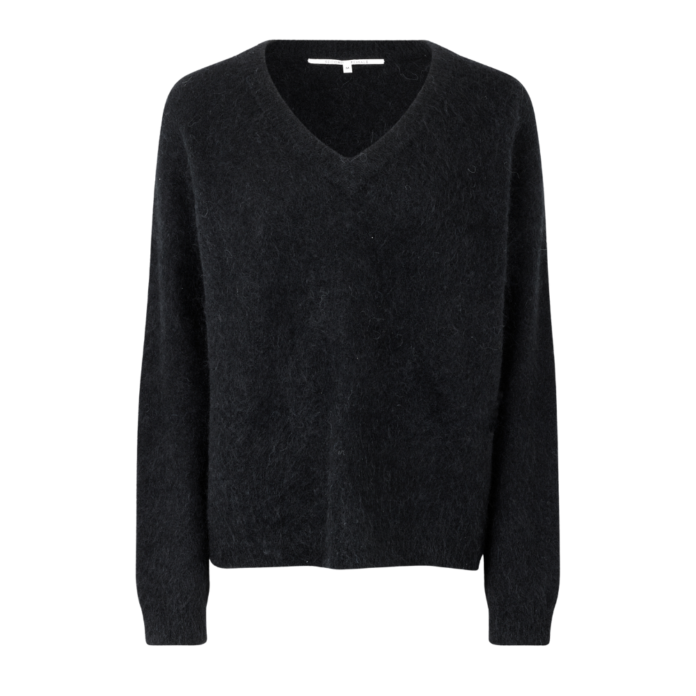 Brook Oversize V-Neck striktrøje - sort