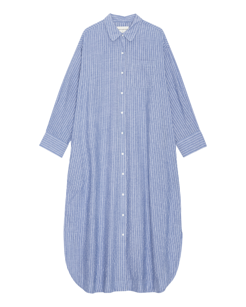 Ava Stripe skjortekjole - lyseblå/hvid
