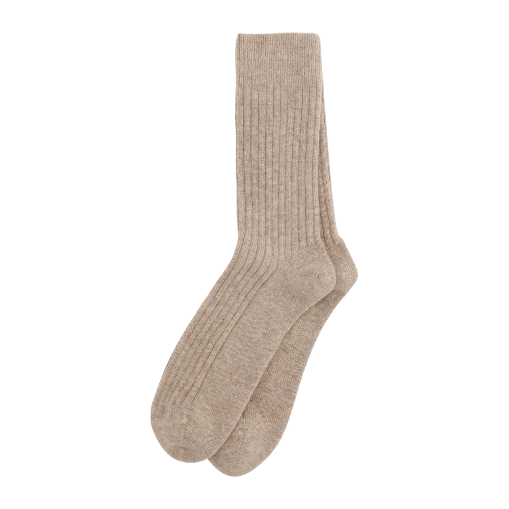 Cozy Rib strømper – Taupe Melange
