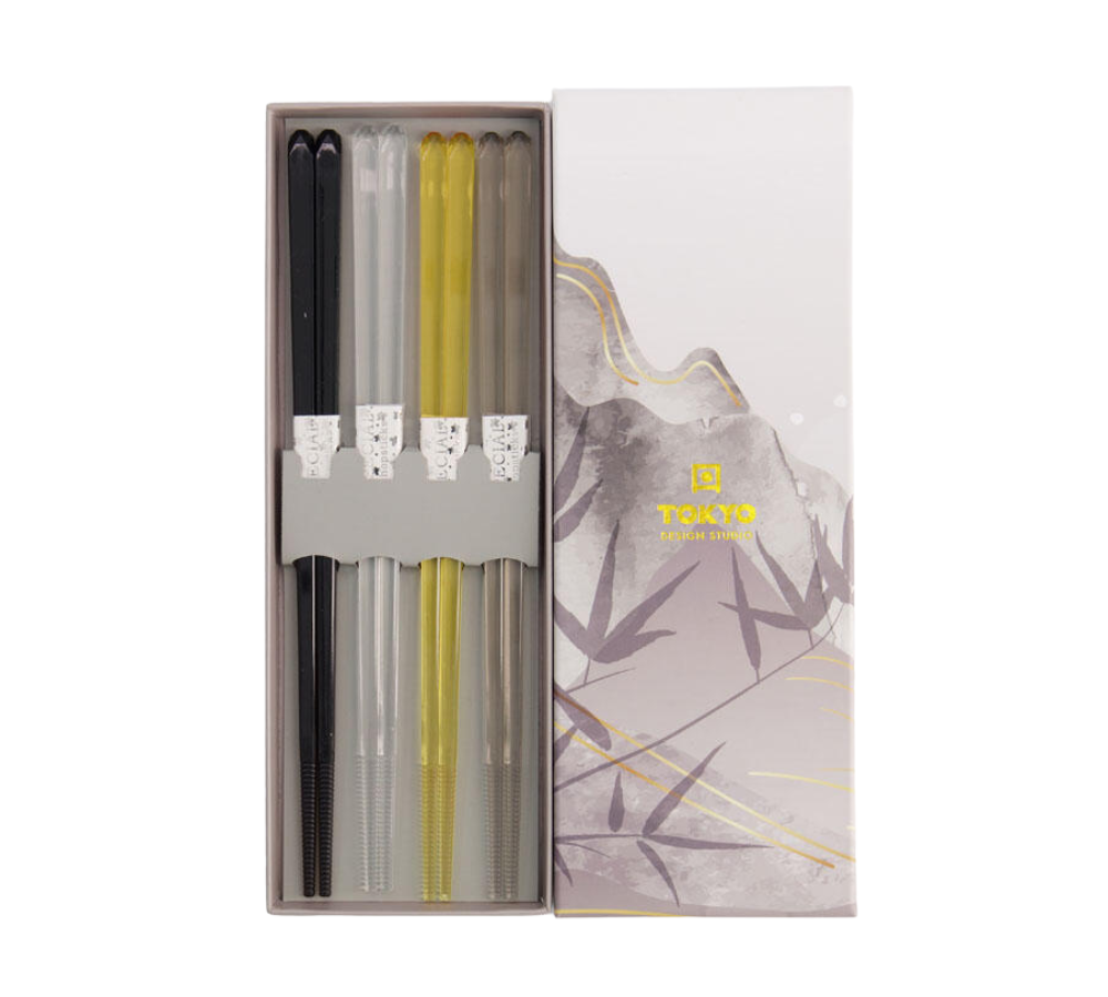 Spisepinde gavesæt, Acrylic Brown - 4 par