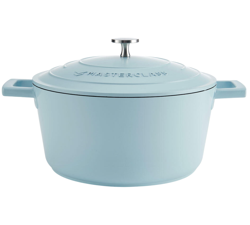 Støbt aluminiums gryde m/låg, Sky Blue - 5L