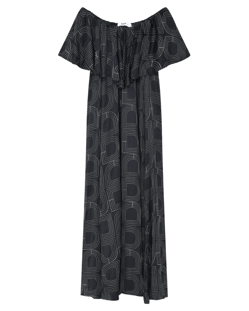 Chrissi Fluid Viscose Stitch kjole - sort