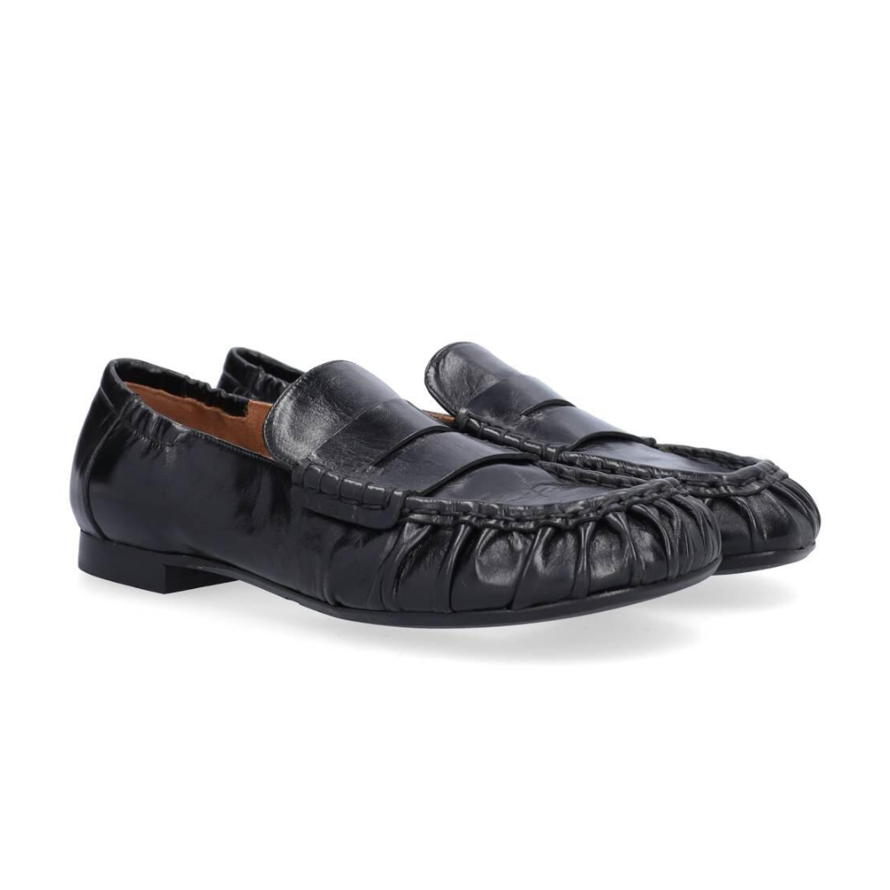 B1361 Loafers med rynker - Black calf 80