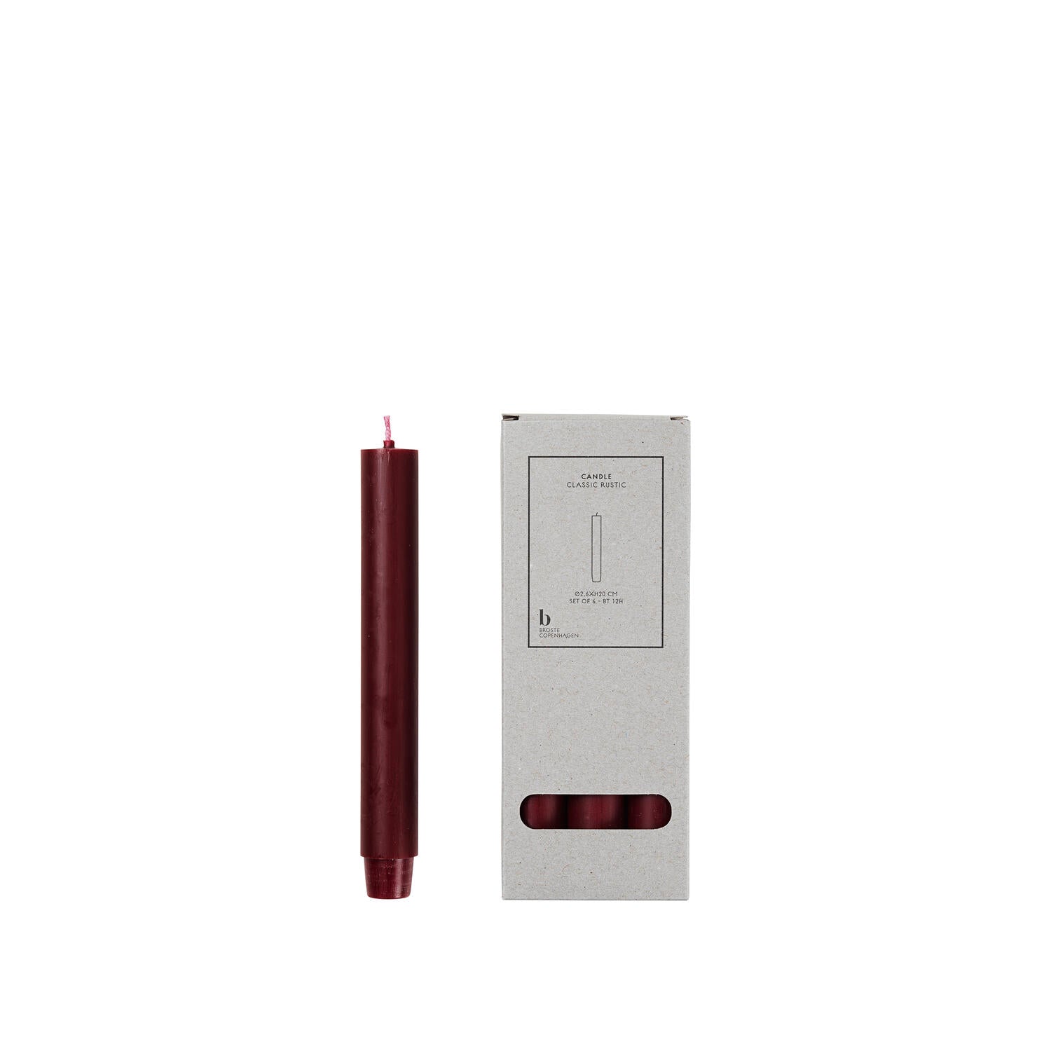 Rustic Kronelys, 6 stk. - Burgundy