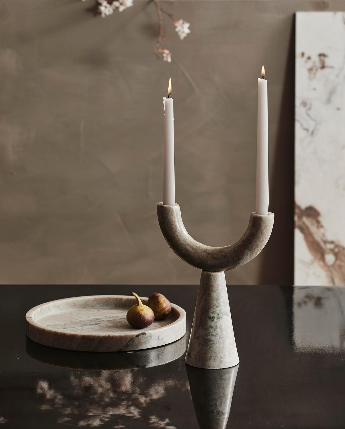 Rif marmor lysestage - brun