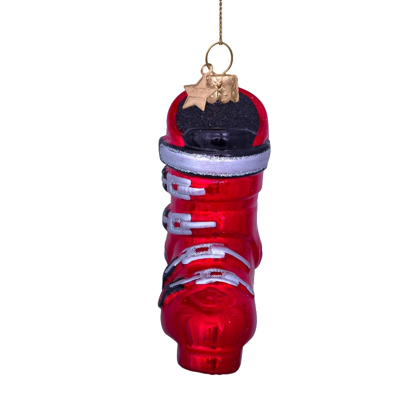 Rød skisko juleophæng - H9,5 cm.