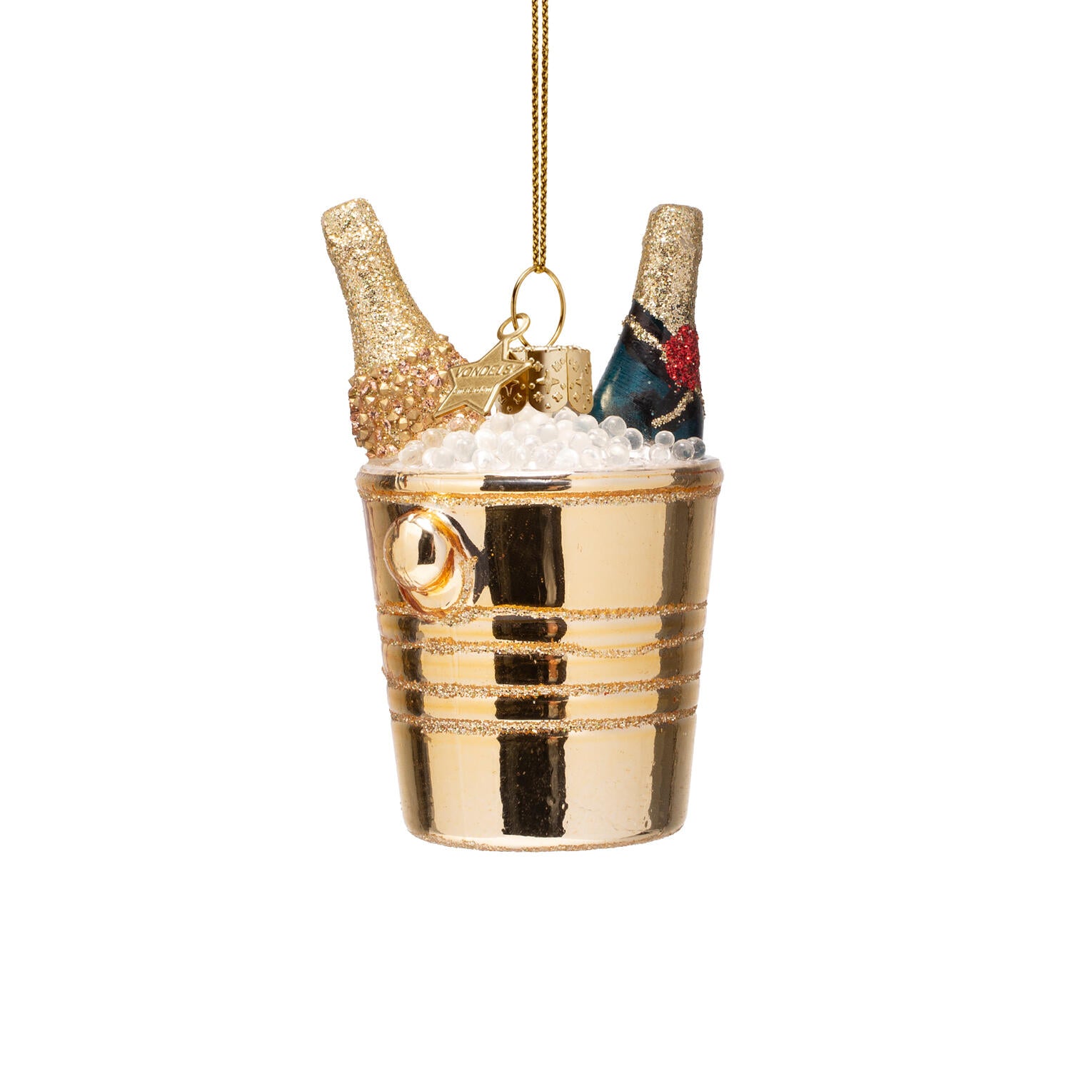 Champagneflasker i vinkøler juleophæng - H8,5 cm