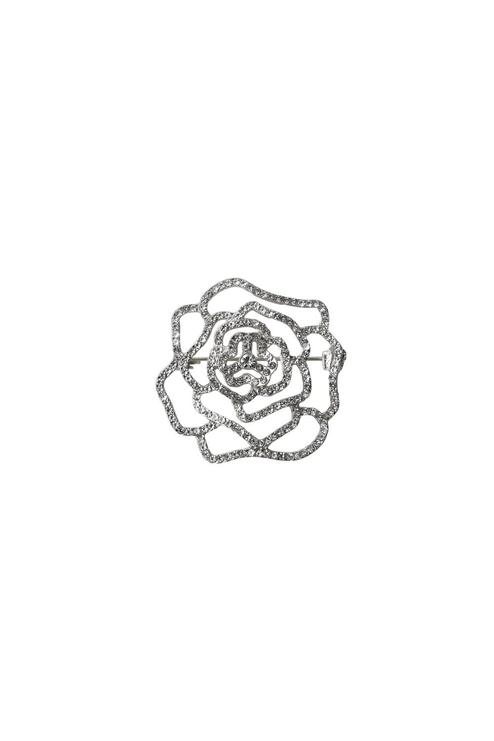 Rose broche - sølvfarvet