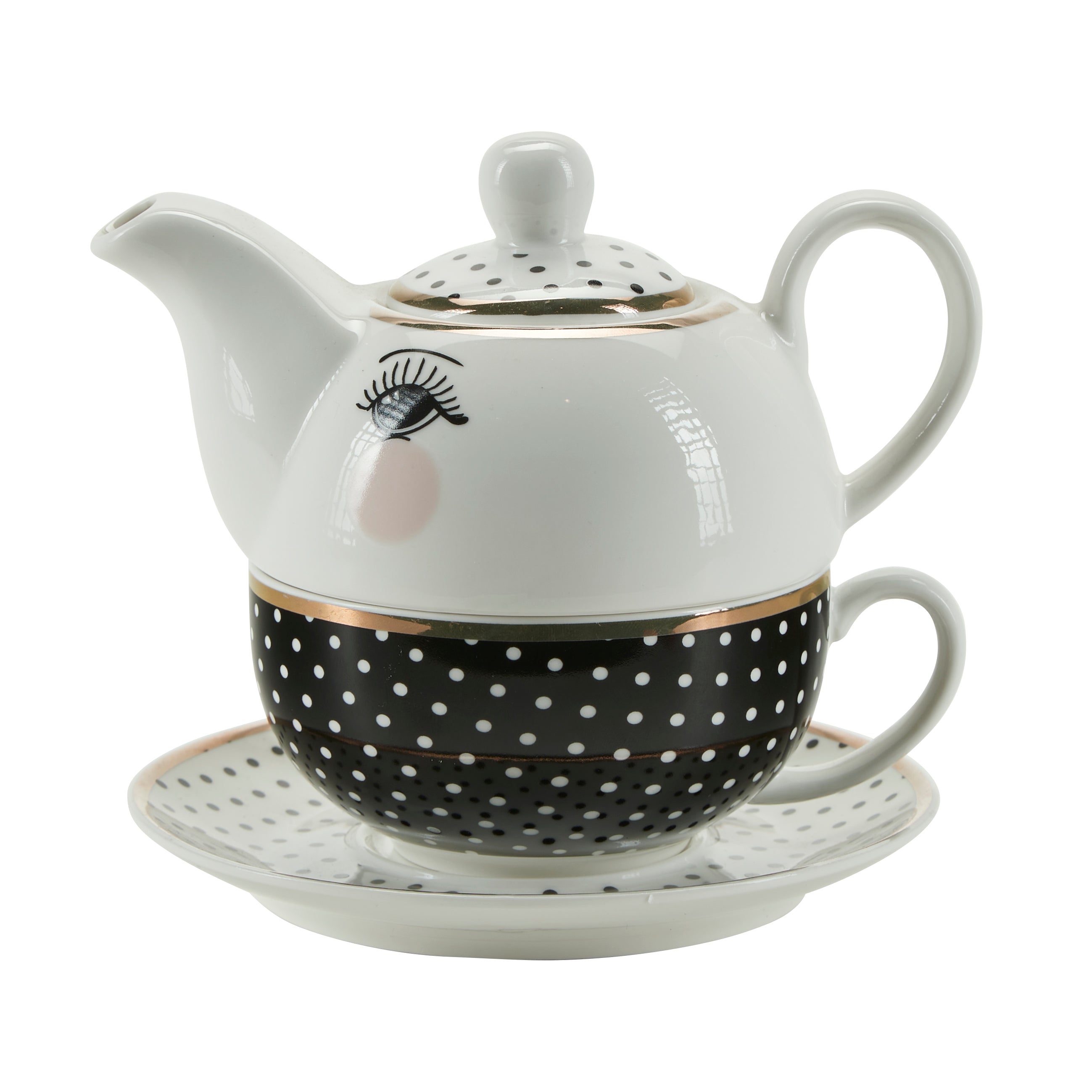 Dots & Stripes tekande - hvid/sort