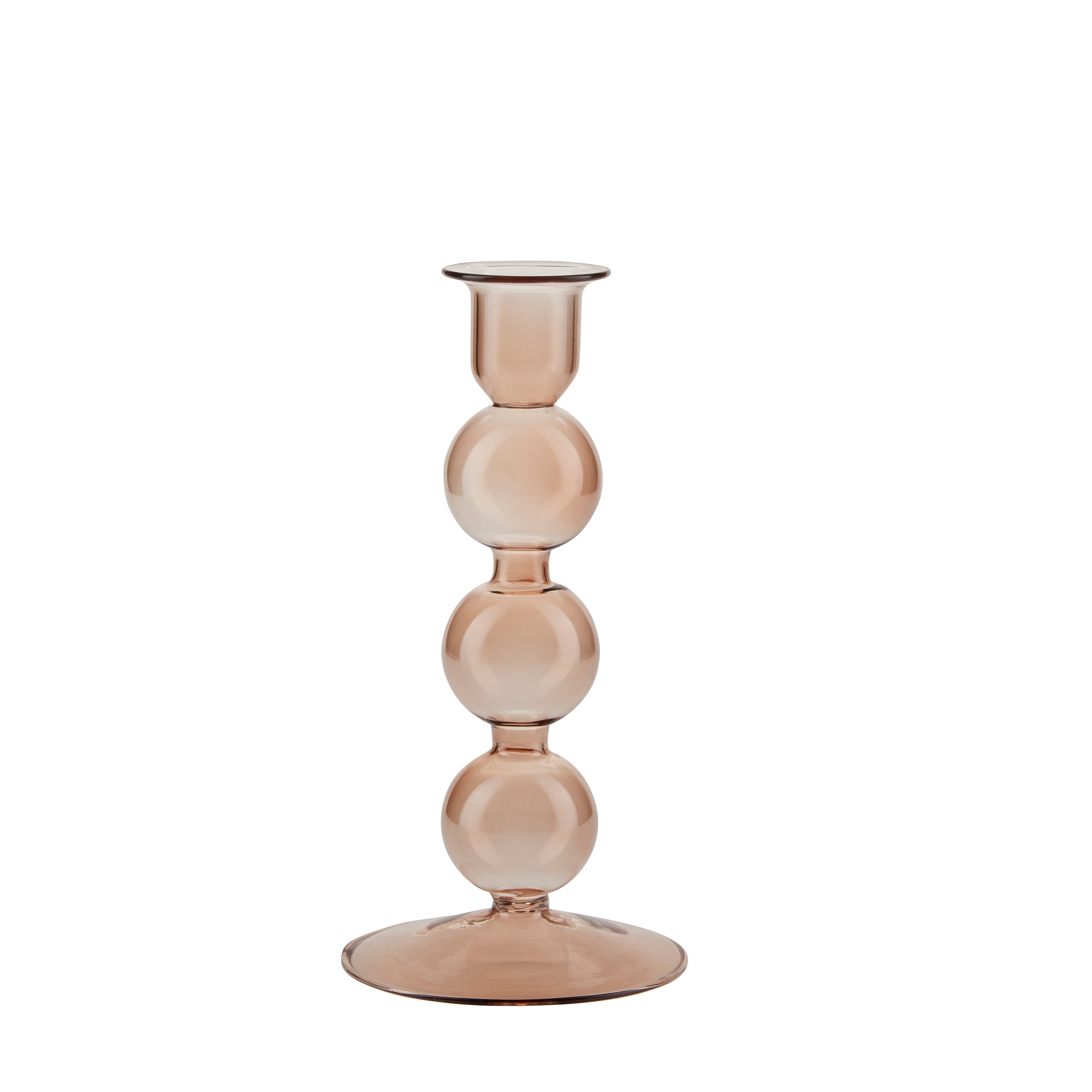 Lysestage med bobler, beige - H19,5 cm.