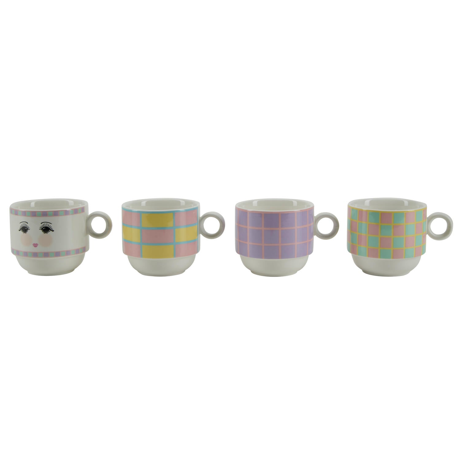 Kopper i stativ, 4 stk. - Checkered