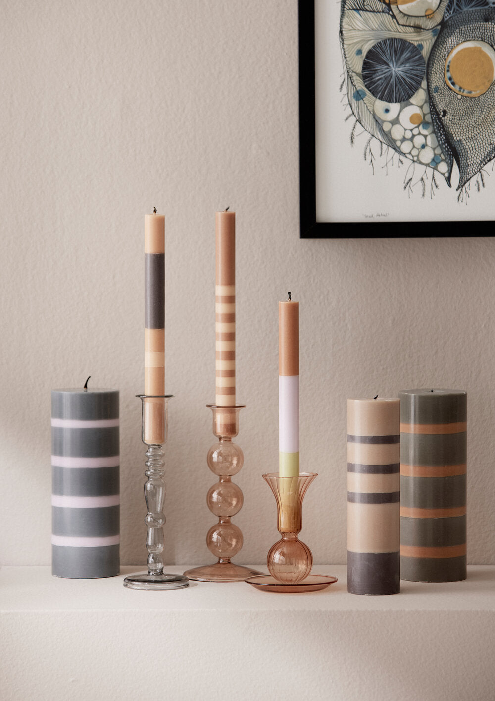 Lysestage med bakke - H13,5 cm.