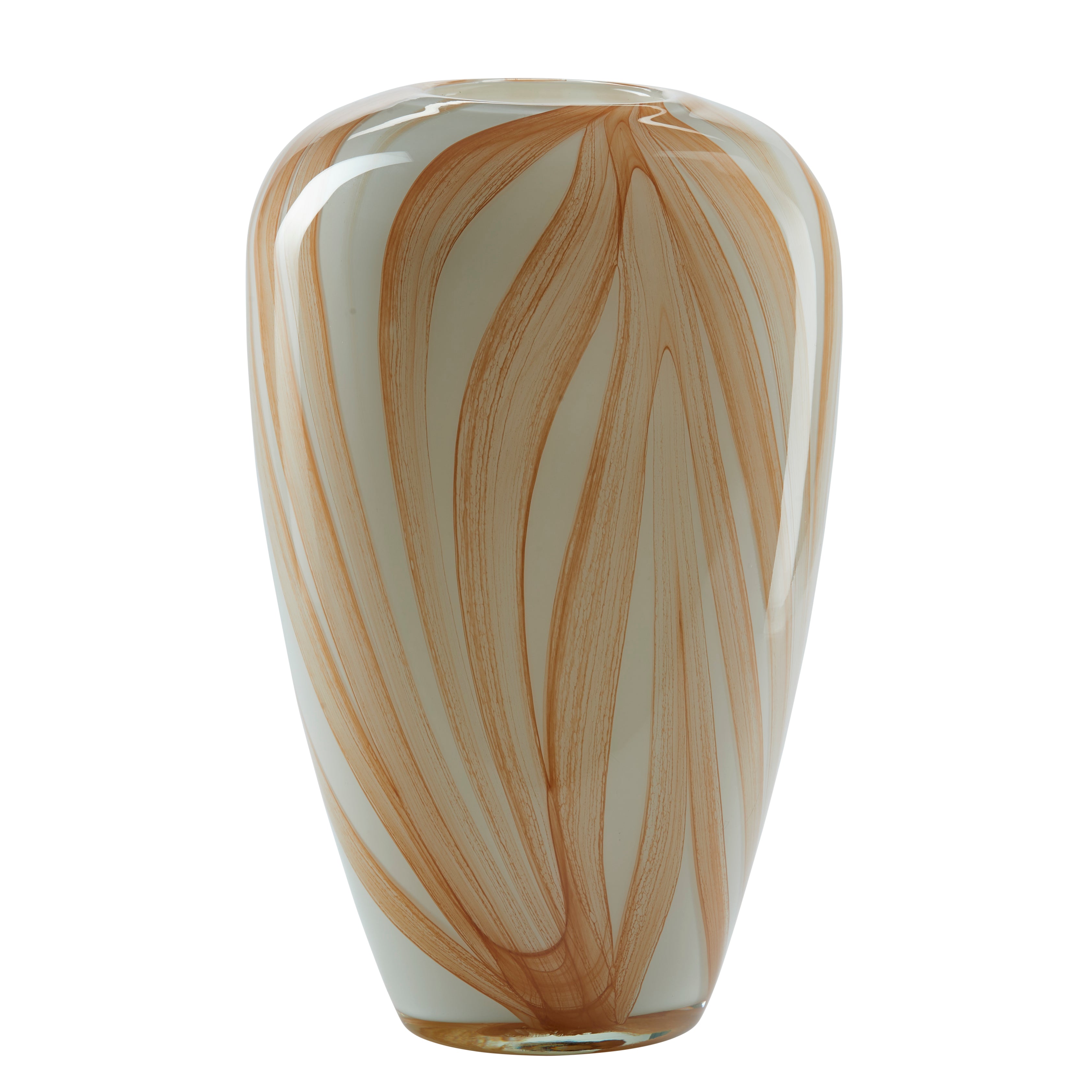 Vase med brede striber, amber/hvid - H32,5 cm.