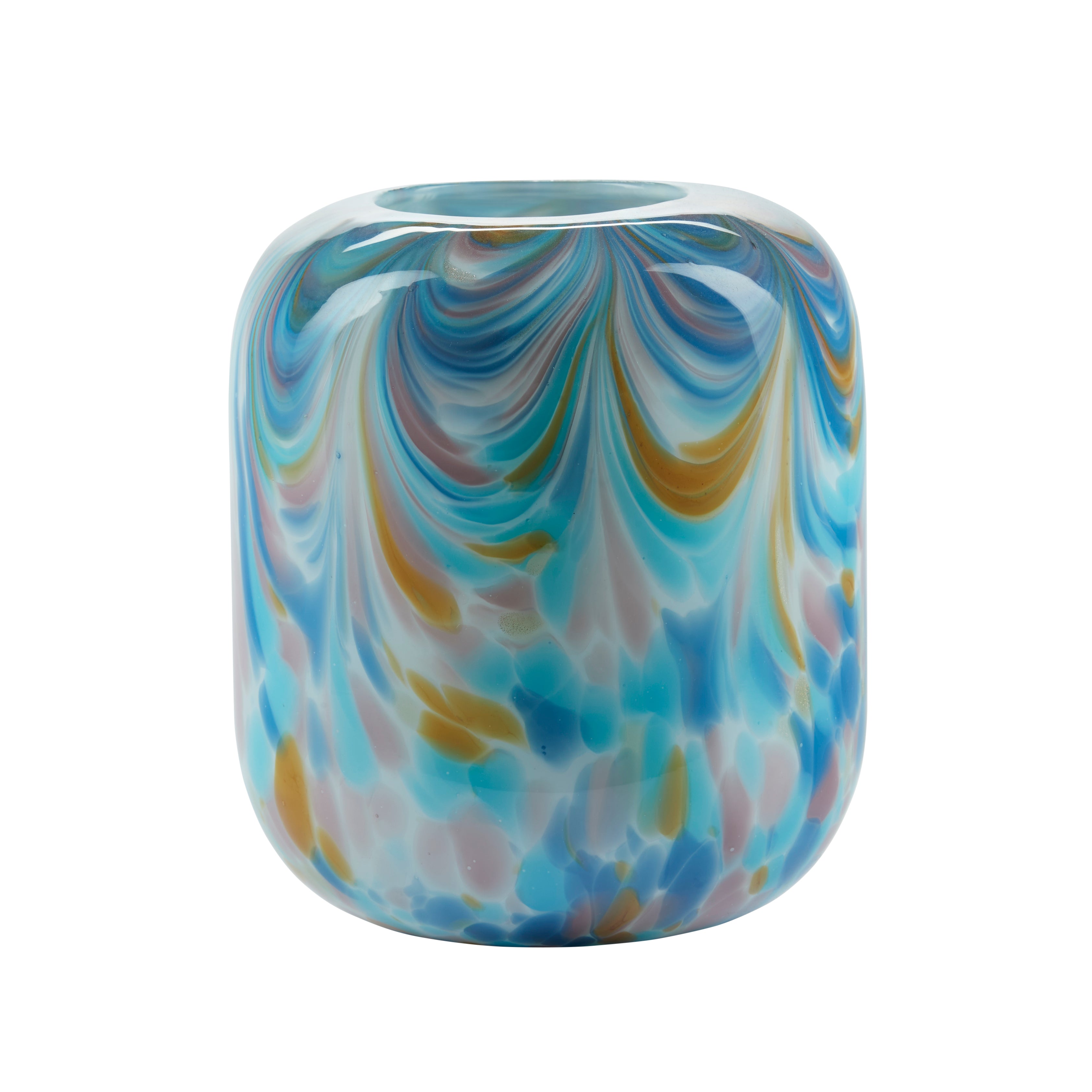 Mønstret vase, blå - H20,5 cm.