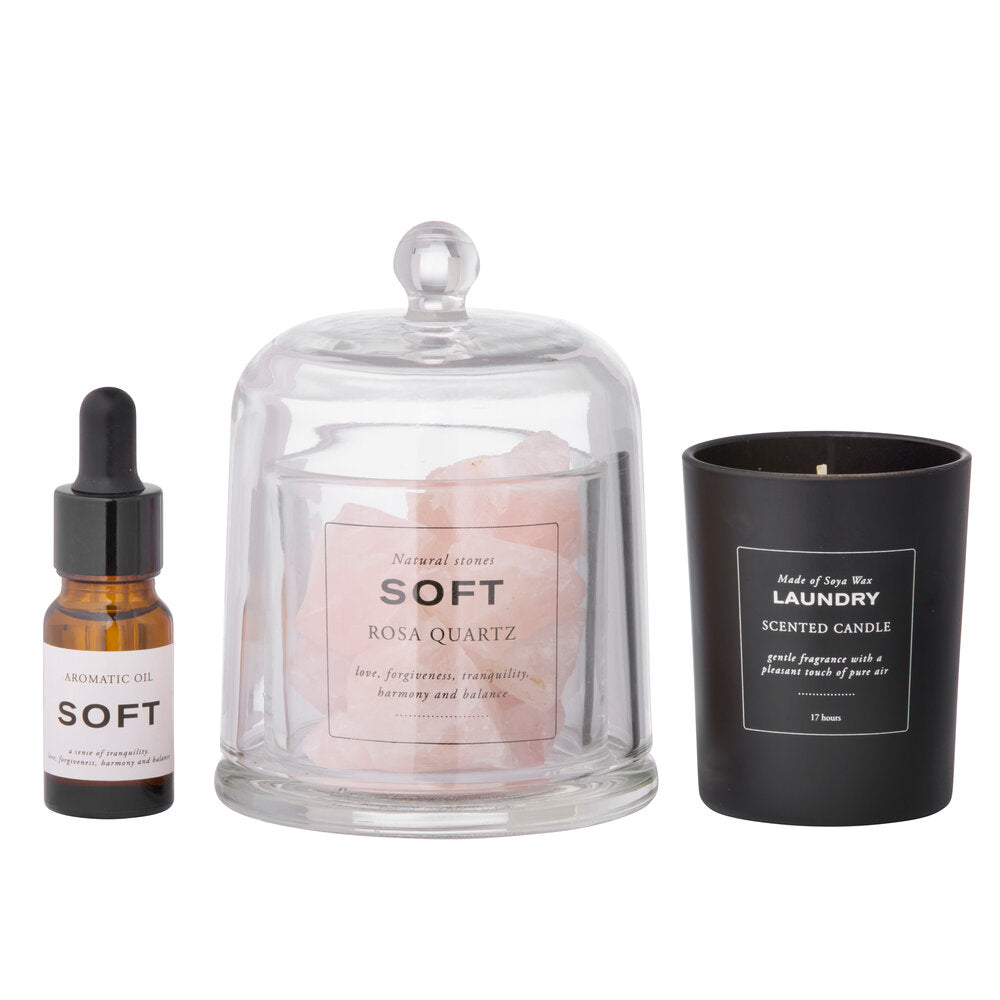 Gavesæt med krystaller og duftlys