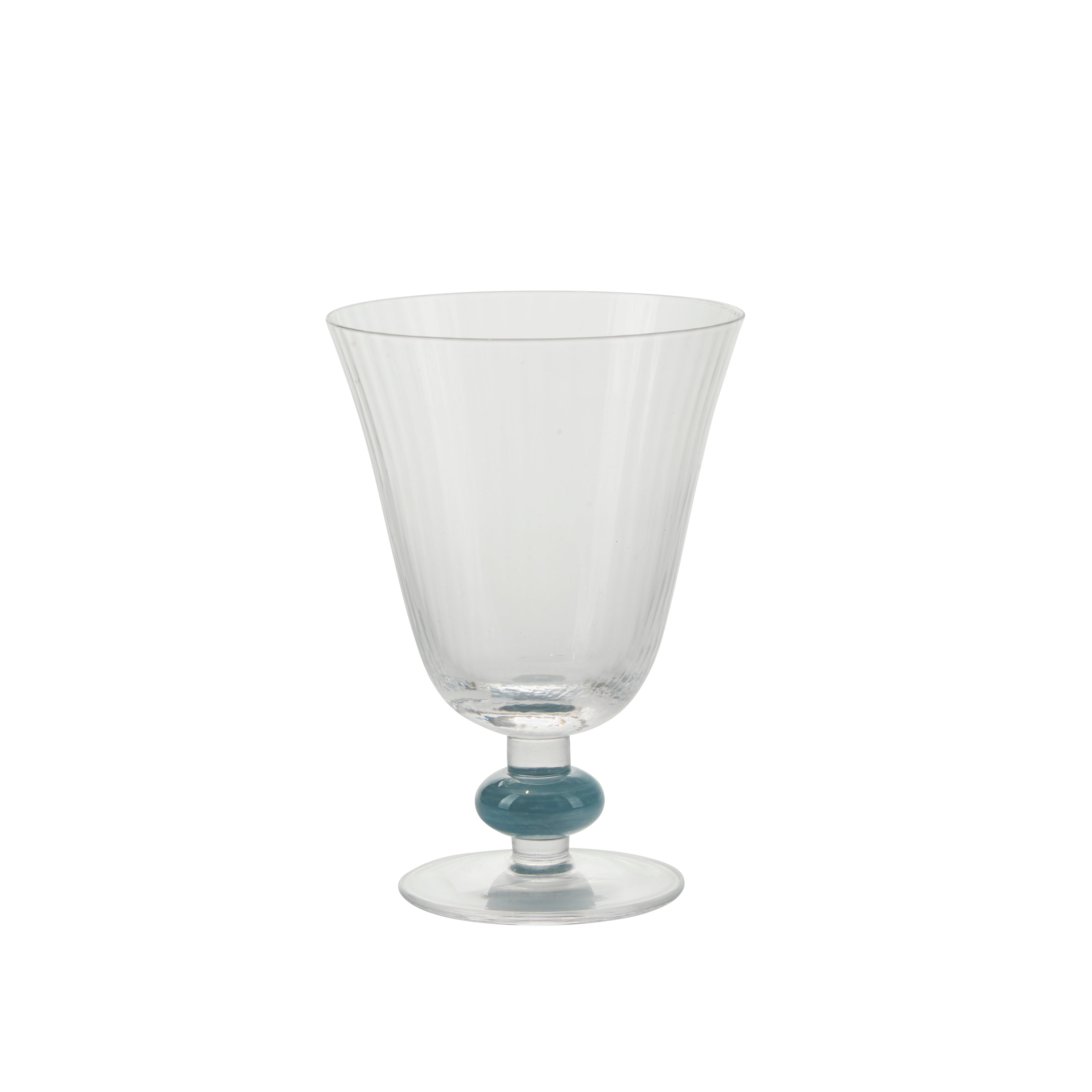 Garden drikkeglas på fod, klar/blå - H13,5 cm.