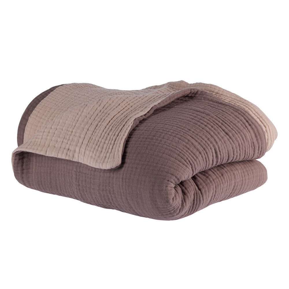 Dobbelt farvet sengetæppe - brun