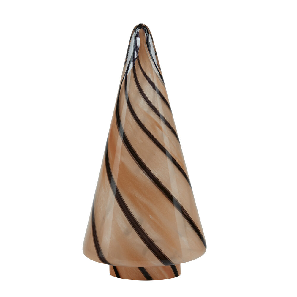 Juletræ med striber, brun - H 25 cm.