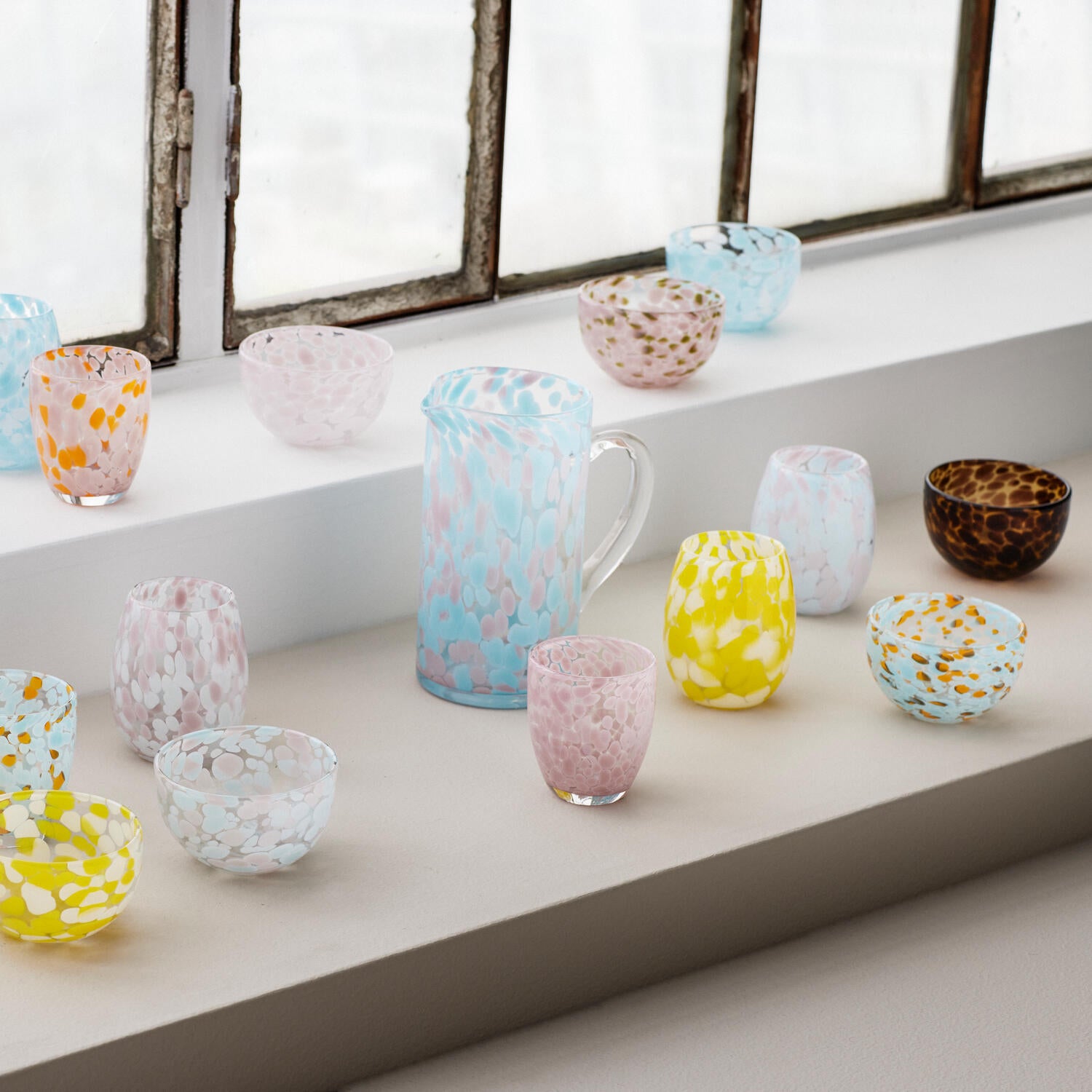 Dots vandglas, rosa - H10 cm.
