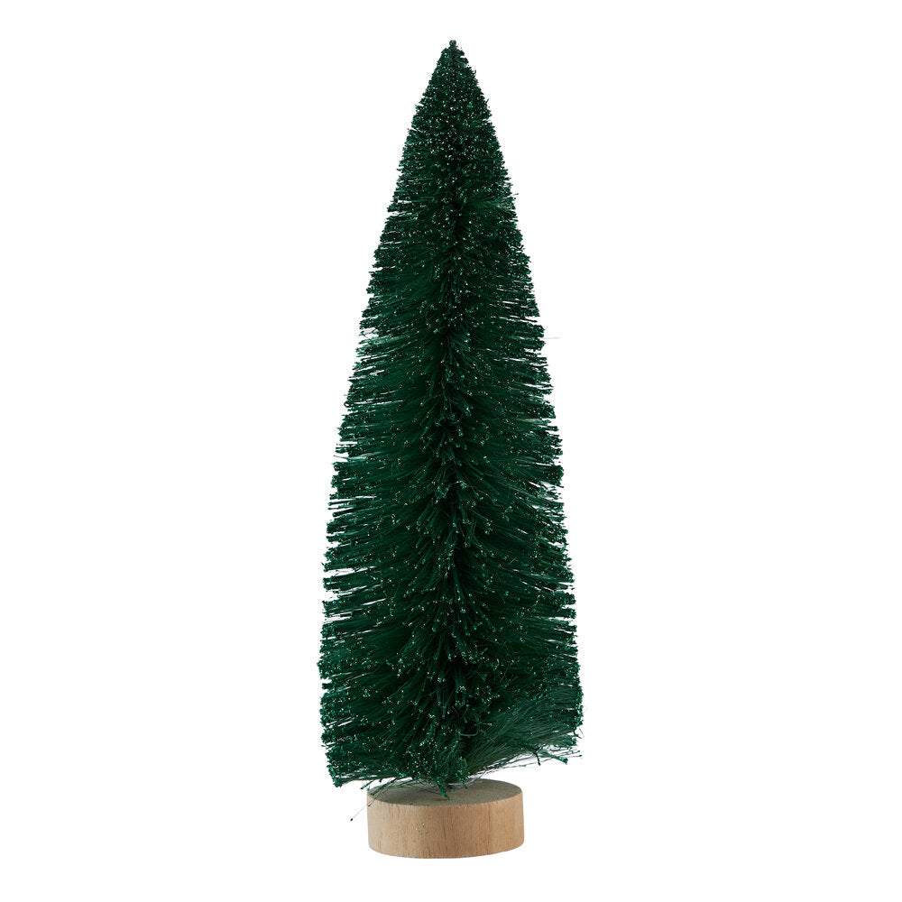 Juletræ børstet, grøn med glimmer - H 35 cm.
